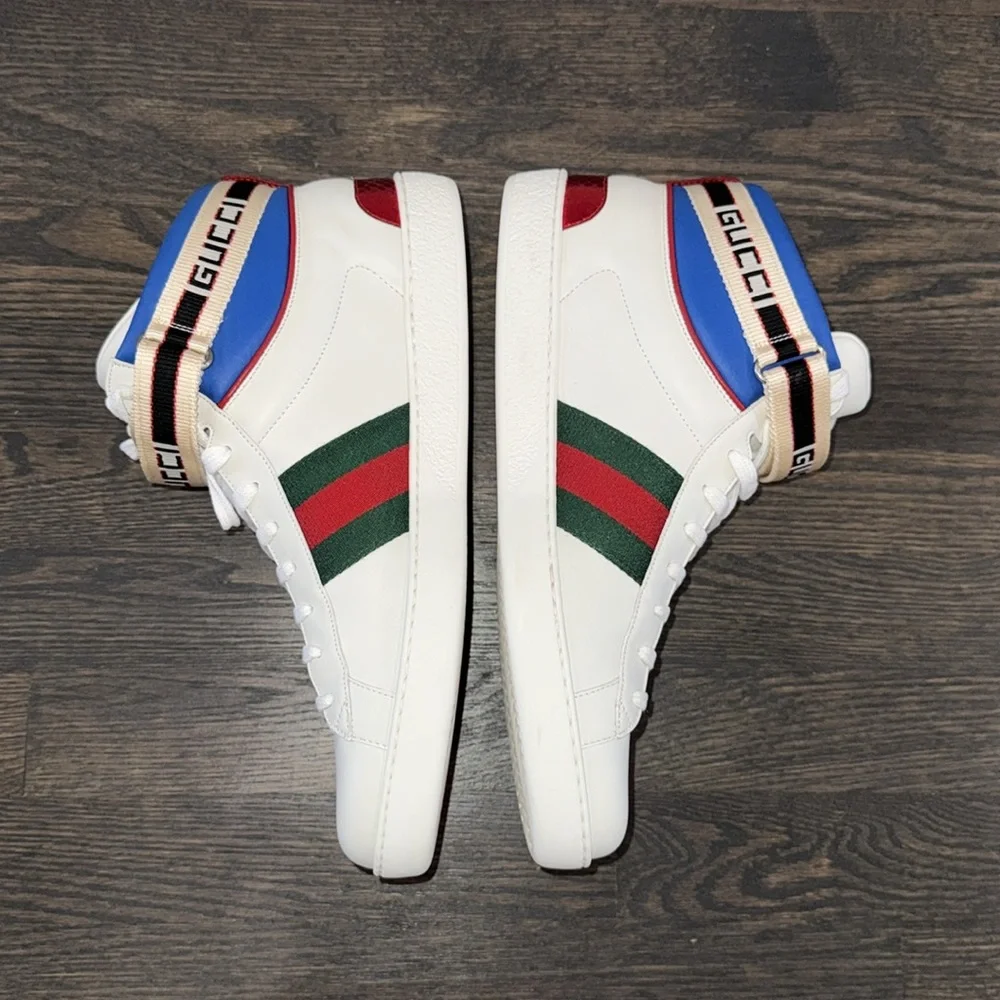 Gucci Leather Ace Stripe High Top Sneaker-523472-Authentic-NIB